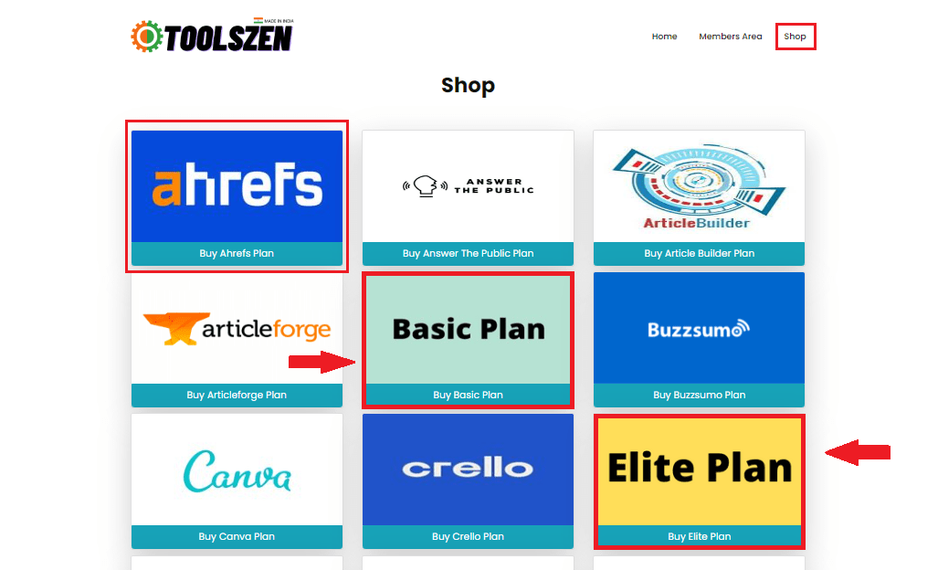 ToolsZen shop page & plans ToolsZen shop page & plans